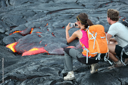 Hawaii lava tourists photo