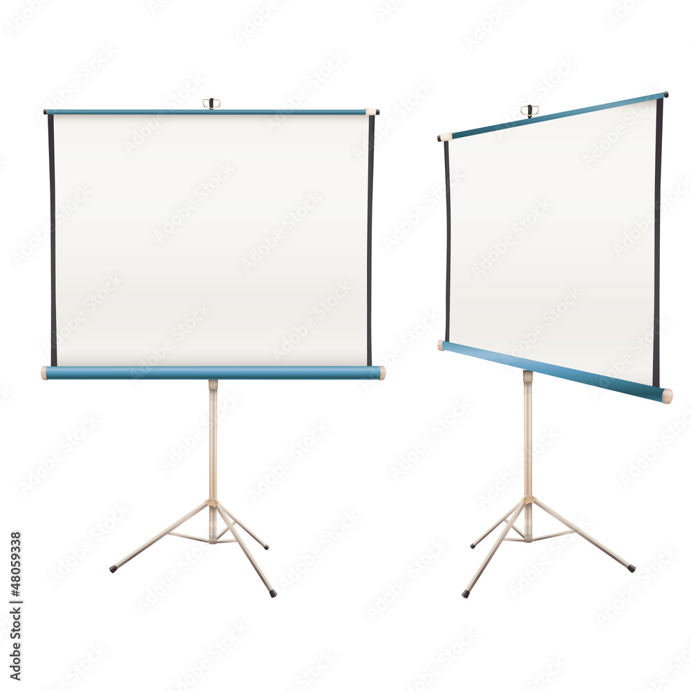 Empty projector screen Isolated on white. Vector design. 