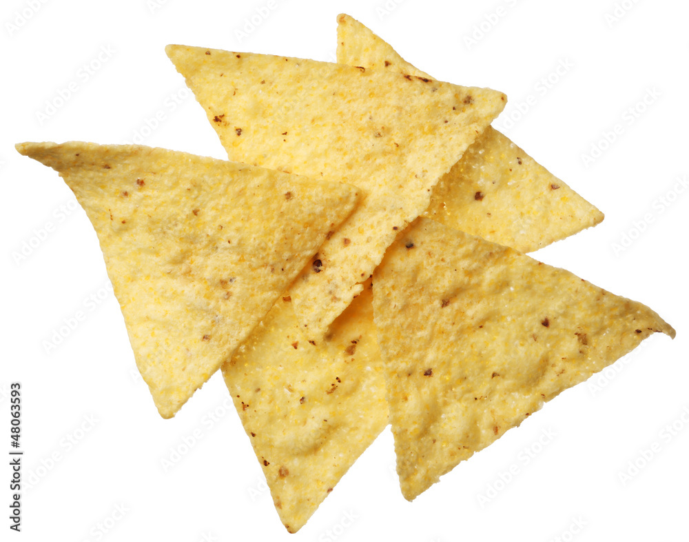 Tortilla chips isolated on white background