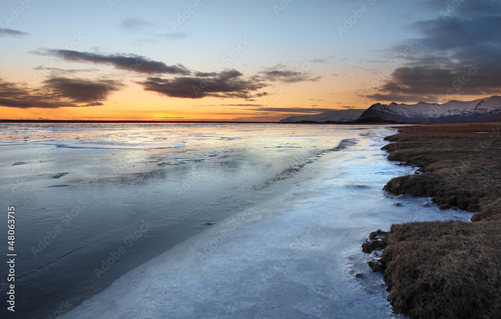 Frozen coast in Iceland