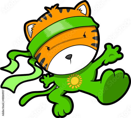 Fototapeta Naklejka Na Ścianę i Meble -  Cute Tiger Cub Ninja Vector