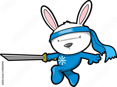Cute Bunny Rabbit Ninja Vector