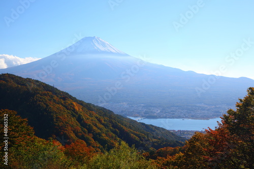 View of Mt. Fuji and lake Kawaguchi, Japan