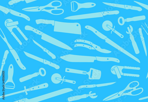 Seamless background with kitchen knifes