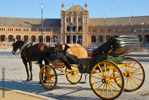 Horse coach at Spain square, Seville (Spain)