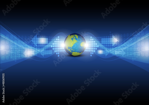 digital arrow with global