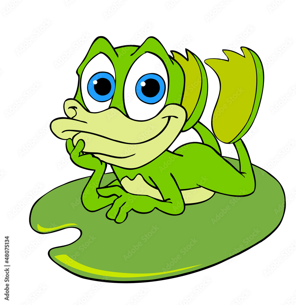 Naklejka premium Cute Frog On A Lily Pad