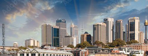 Skyscrapers of Sydney Harbour in Port Jackson, natural harbour o photo