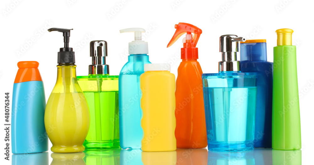 A lot of different cosmetic products for personal care isolated A lot of different cosmetic products for personal care isolated