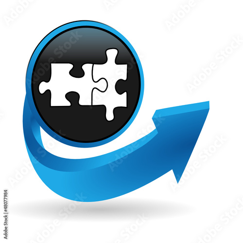 puzzle sur bouton flêche bleue