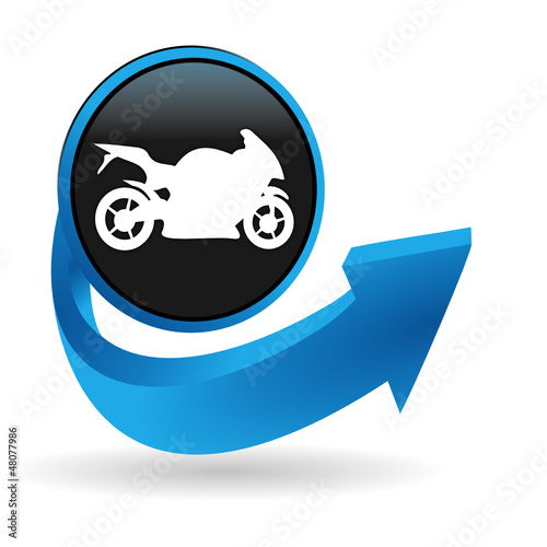 moto sur bouton flêche bleue