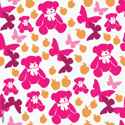Seamless pattern teddy bear