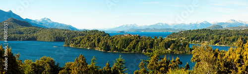 Panorama view of Bariloche and its lake, Argentina