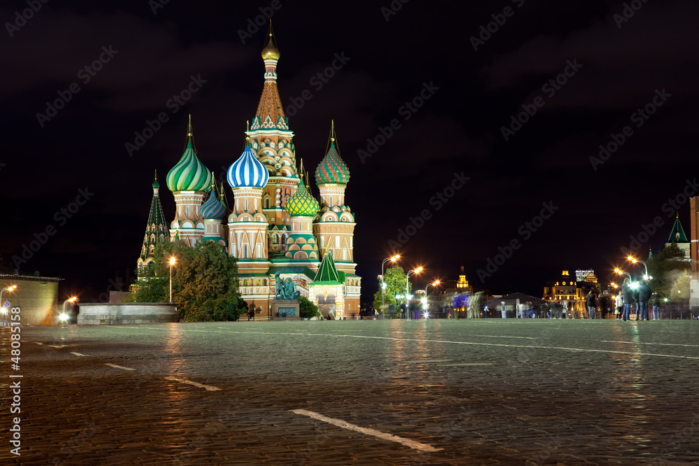Intercession Cathedral   in night. Moscow