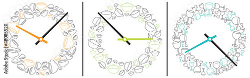 Three clocks showing eating and drinking time