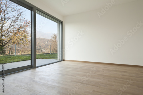 interior  big empty room with large window