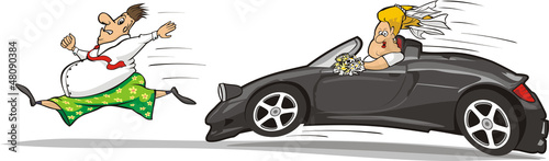 the bride chasing groom