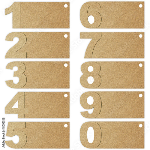 number set from recycle paper