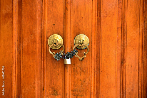 Brass gate with door knocker istanbul Turkey photo