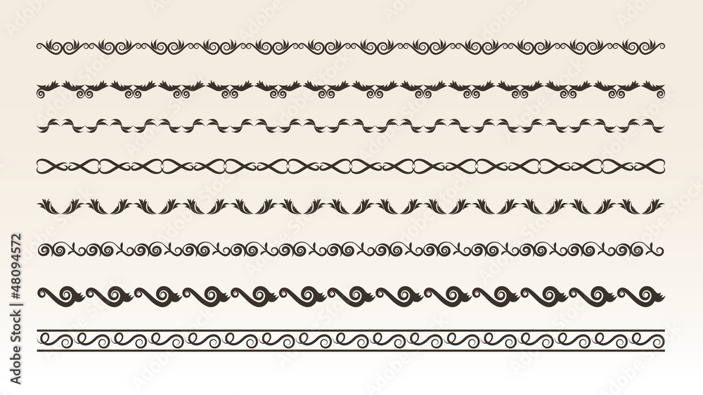 Decorative border elements for design vector illustration