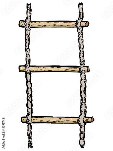 hand drawn, vector, sketch illustration of rope-ladder