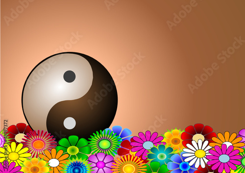 Ying Yang Hintergrund Blüten