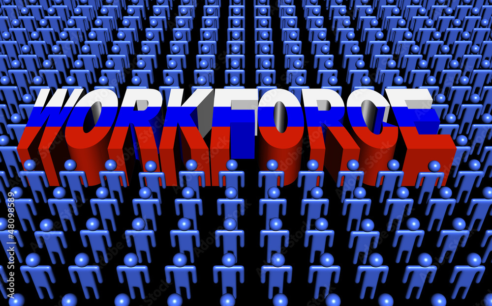 Fototapeta premium Russian workforce with flag text illustration