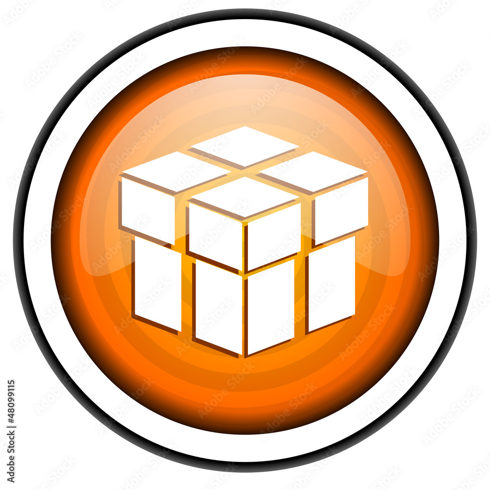 box orange glossy icon isolated on white background box orange glossy icon isolated on white background