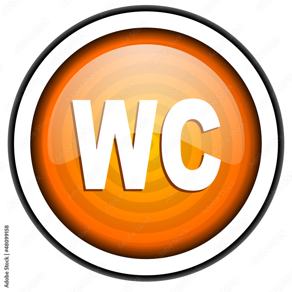 wc orange glossy icon isolated on white background wc orange glossy icon isolated on white background
