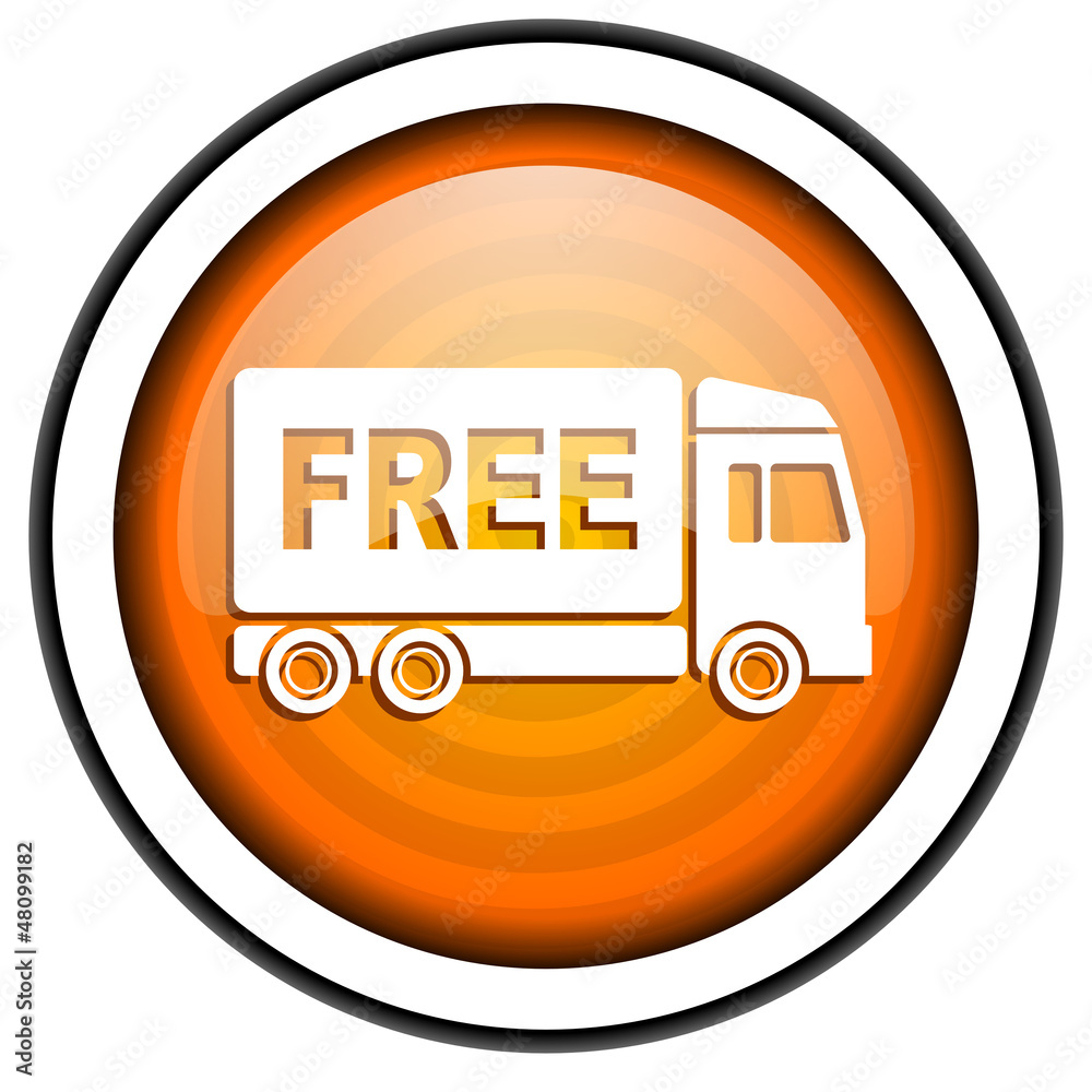 free delivery orange glossy icon isolated on white background free delivery orange glossy icon isolated on white background