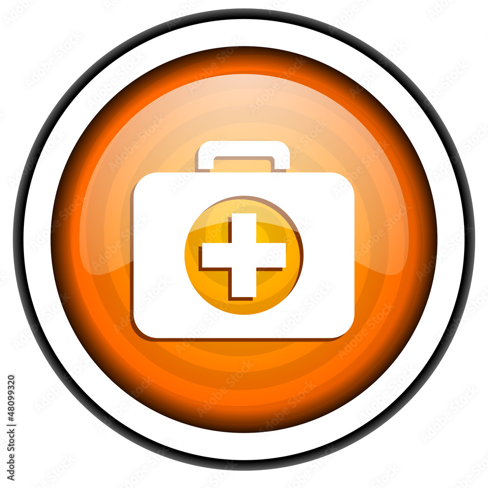 first aid kit orange glossy icon isolated on white background first aid kit orange glossy icon isolated on white background