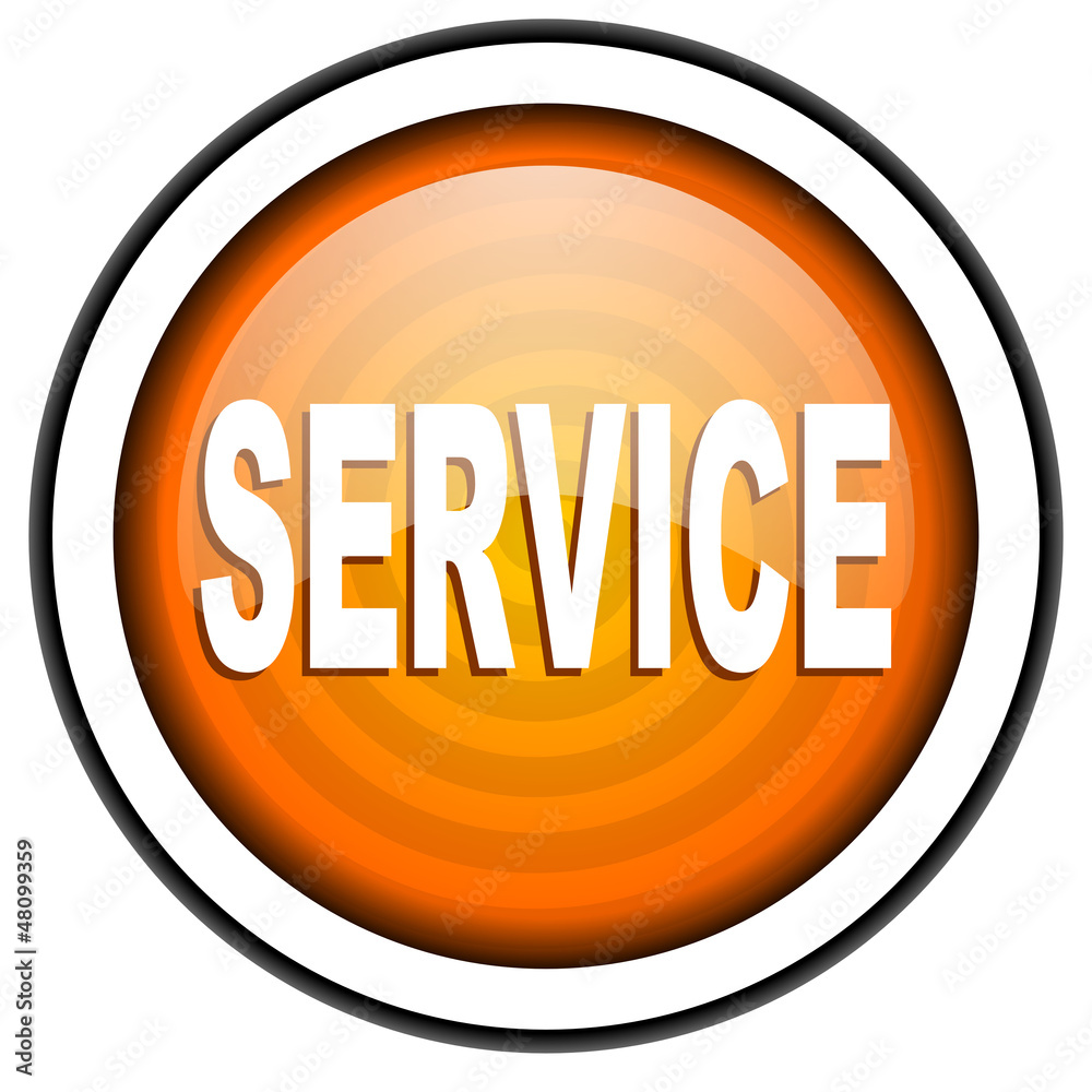 service orange glossy icon isolated on white background service orange glossy icon isolated on white background