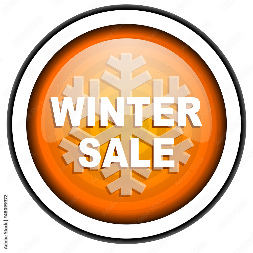 winter sale orange glossy icon isolated on white background winter sale orange glossy icon isolated on white background