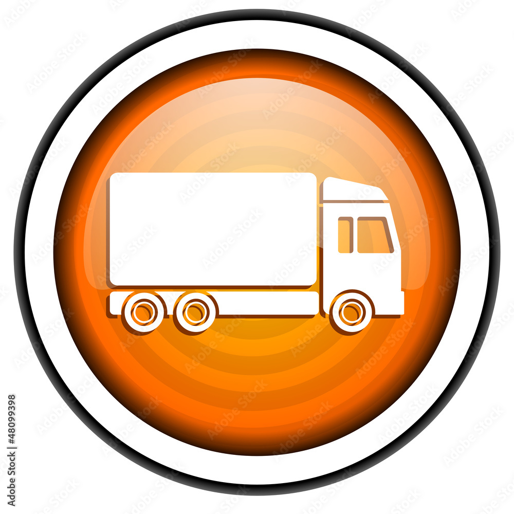delivery orange glossy icon isolated on white background delivery orange glossy icon isolated on white background