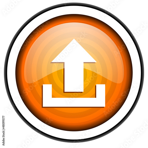 Free Download upload orange glossy icon isolated on white background - GFXLoad