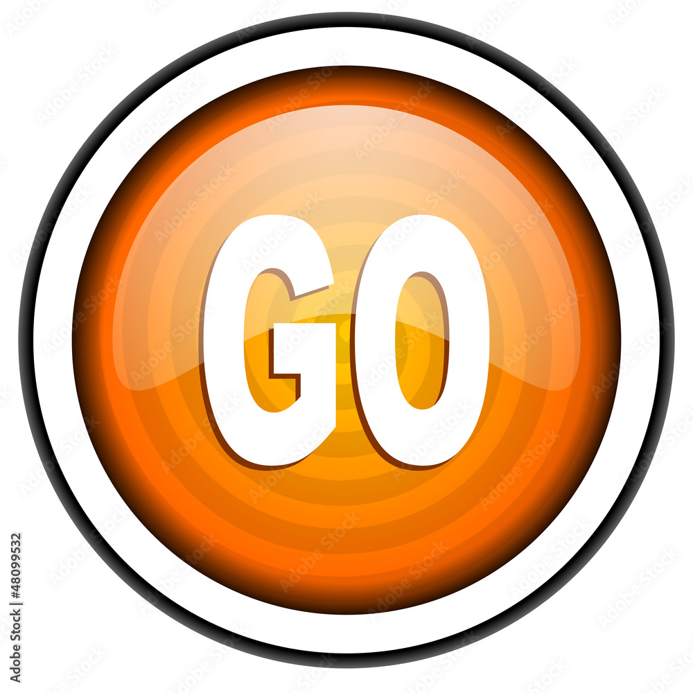 go orange glossy icon isolated on white background go orange glossy icon isolated on white background