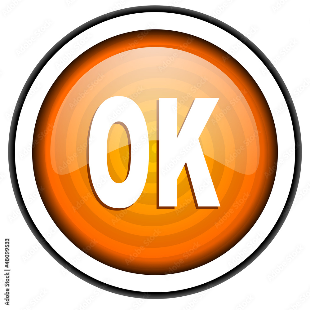 ok orange glossy icon isolated on white background ok orange glossy icon isolated on white background