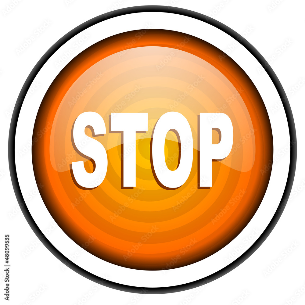 stop orange glossy icon isolated on white background stop orange glossy icon isolated on white background