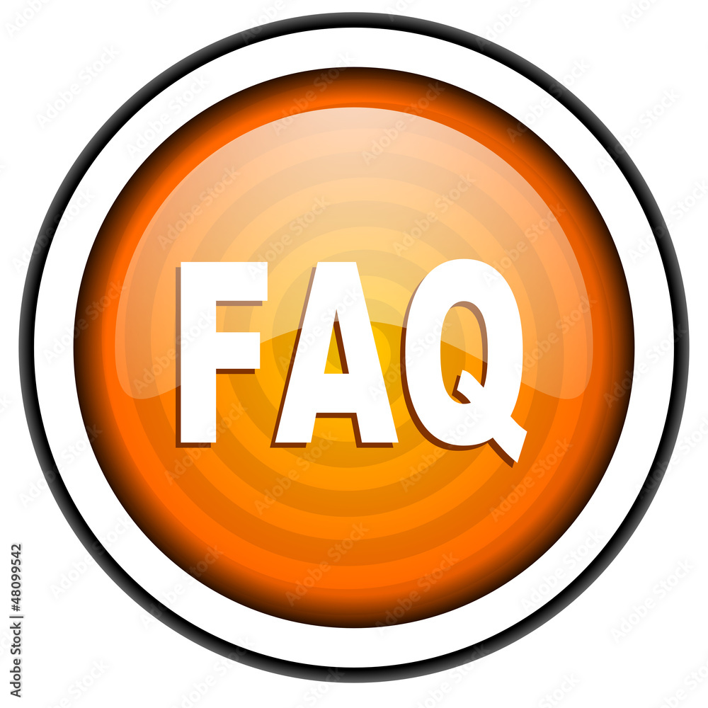 faq orange glossy icon isolated on white background faq orange glossy icon isolated on white background