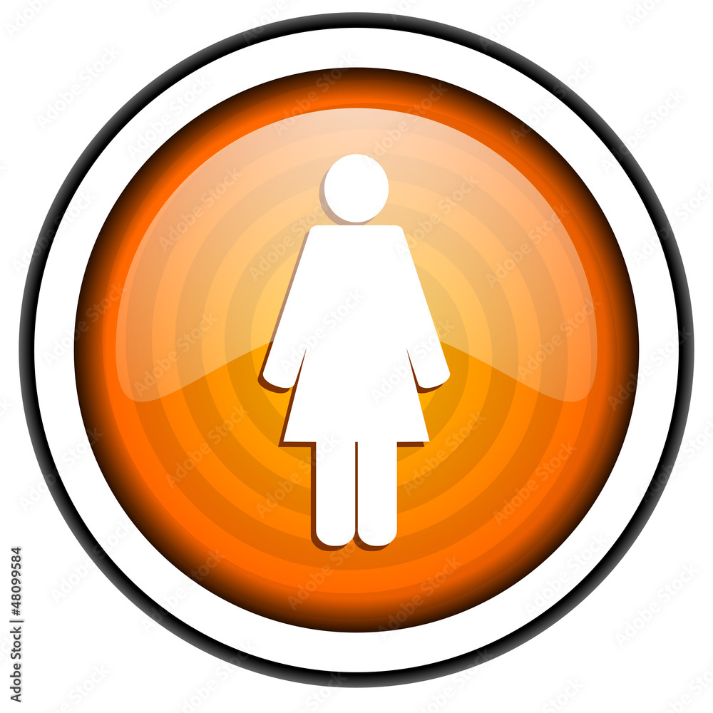 woman orange glossy icon isolated on white background woman orange glossy icon isolated on white background