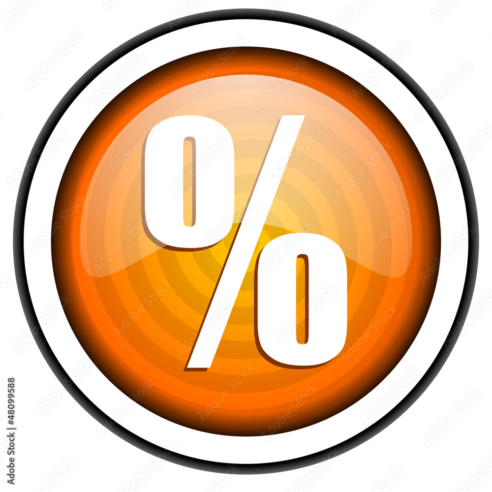 percent orange glossy icon isolated on white background percent orange glossy icon isolated on white background