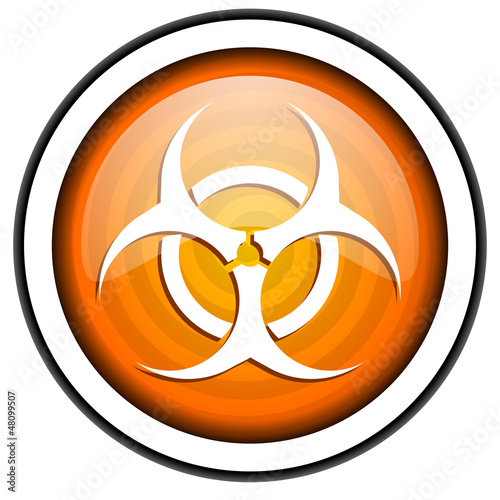 virus orange glossy icon isolated on white background