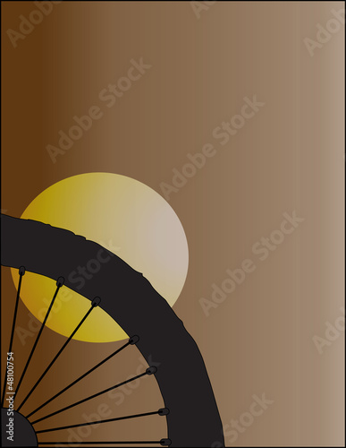 I Love Bicycle in Silhouette of Black-white on Brown Background