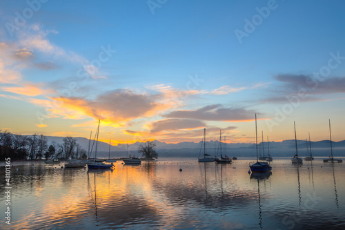 Sunrise and Sailboats