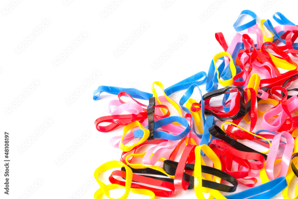 Colorful plastic band - obrazy, fototapety, plakaty 