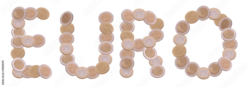 euro - written with coins euro - written with coins