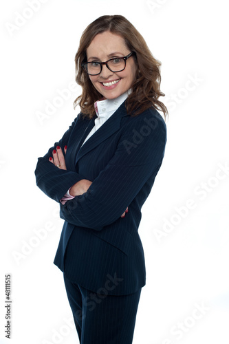 Confident entrepreneur posing sideways