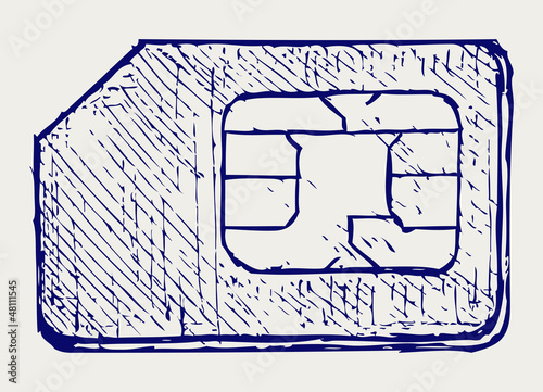 Mobile phone sim. Doodle style