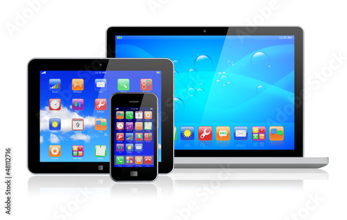 Laptop, tablet pc and smartphone