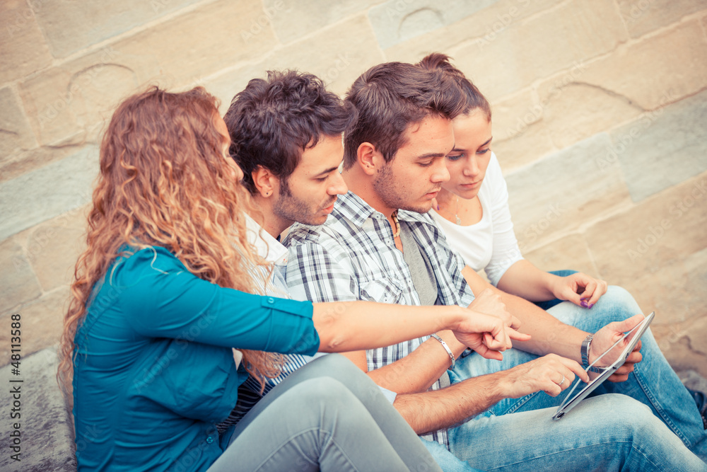 Group of Friends with Tablet PC Group of Friends with Tablet PC
